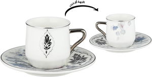 طقم فناجين قهوة تركي بورسلان السيف غاليري، 13سم، 12 قطعة، صحون، مسكة يد - متعدد الألوان product image 2