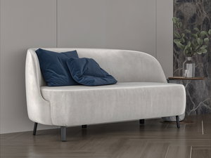 Modern Swedish wood sofa, 155x75x47 cm, boucle fabric - light beige product image 2