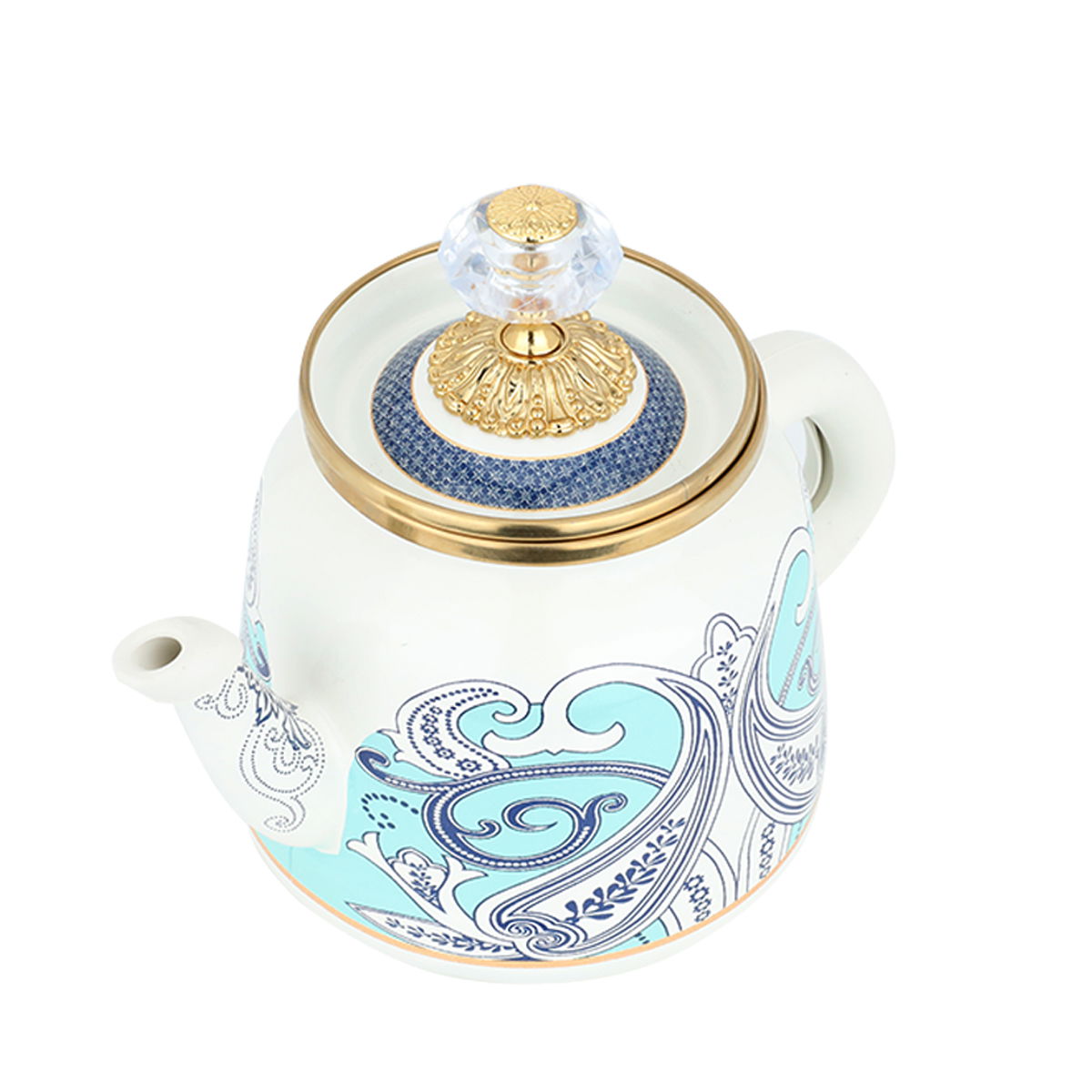Al Saif Gallery porcelain teapot, 1 liter, gold lid, blue-white pattern product image 2