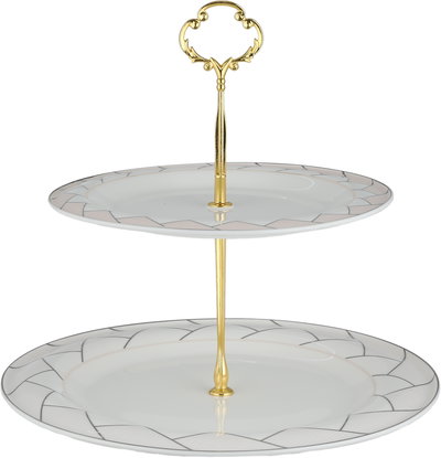 طقم تقديم سفرة بورسلان السيف غاليري، 65 قطعة، نقش فضي - أبيض وردي product image 4