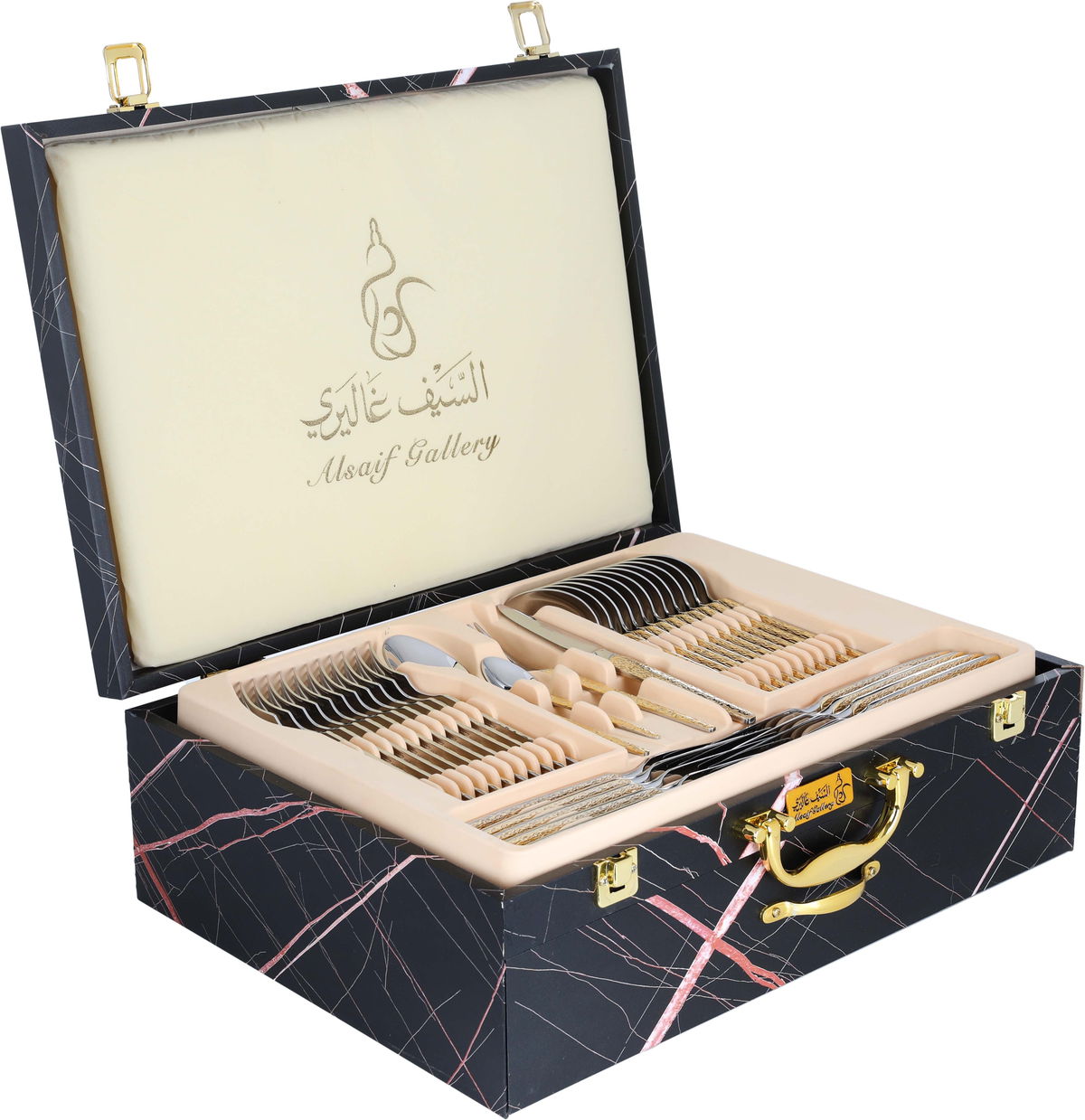Al Saif Gallery steel cutlery set, 72 pieces - golden silver product image 21