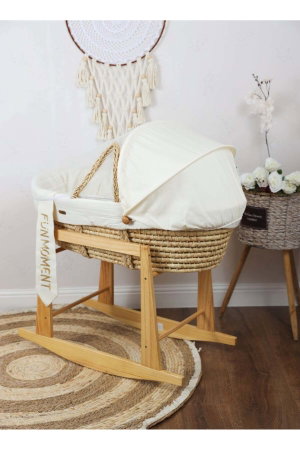 سرير موسى قطن فان مومنت، 76×42×76 سم، حامل هزاز - ابيض بيج product image 2