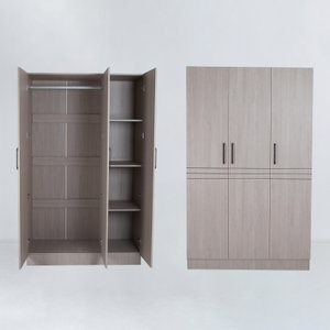 خزانة ملابس خشب MDF، 54×160×200 سم 3 ابواب - رمادي فاتح product image 2