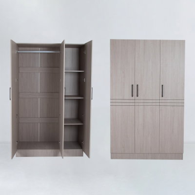 خزانة ملابس خشب MDF، 54×160×200 سم 3 ابواب - رمادي فاتح product image 2