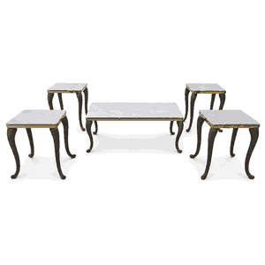 طقم طاولات سيراميك و معدن، 5 قطع - اسود ذهبي ابيض product image 2
