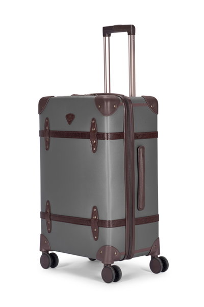 Limra LMA-16960 Limra Faux Leather Luggage Set, 4 Sizes, 4 Wheels, 360 Degree Rotating - Dark Brown Gray product image 3