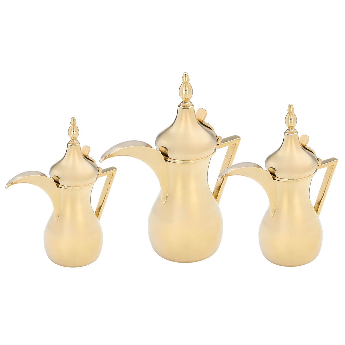 طقم دلال سليمان استيل السيف غاليري، 0.76/0.82/1.14 لتر، 3 قطع - ذهبي product image 2