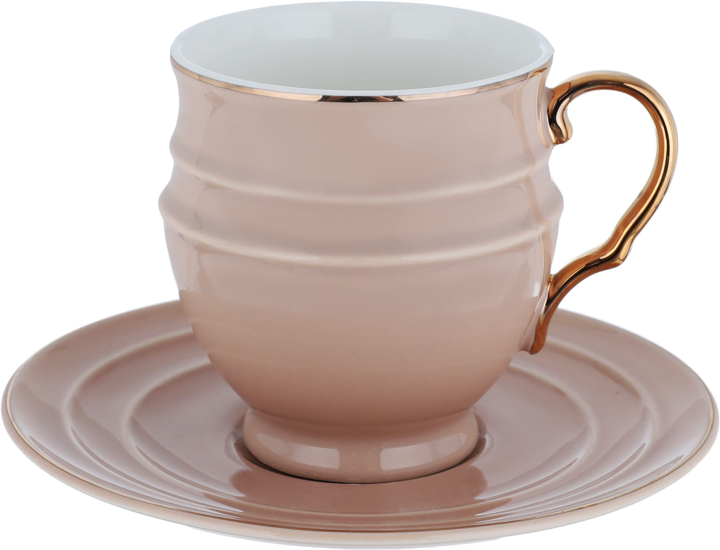 طقم أكواب شاي بورسلان السيف غاليري، 12 قطعة، خط ذهبي - بني فاتح product image 2