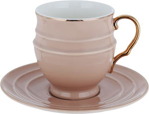 طقم أكواب شاي بورسلان السيف غاليري، 12 قطعة، خط ذهبي - بني فاتح product image 2