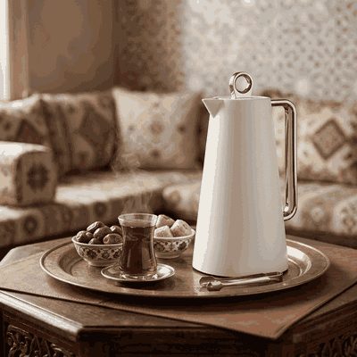 Glory Helena Thermos, 1 liter, glass inner material, silver handle, pressure cap - silver white product image 6