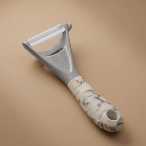 Al Saif Gallery steel peeler, with marble-coloured plastic handle - gray product image