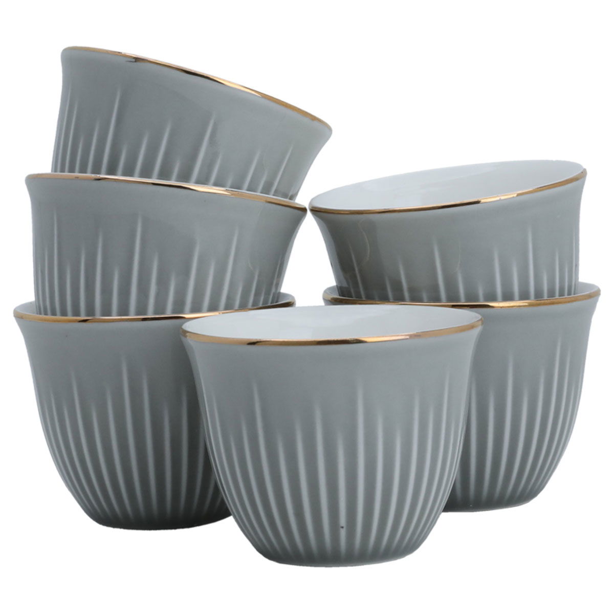 Al Saif Gallery porcelain Arabic coffee cups set, 12 pieces, gold-gray line product image