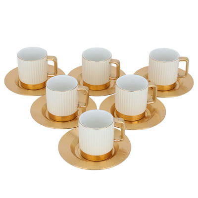 Al Saif Gallery Porcelain Coffee Cup Set, 12 Pieces - White and gold product image 2