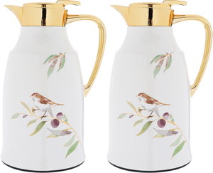Al Saif Gallery Taghreed thermos set, 0.75/1 liter, two pieces, thermal glass inner shell, stainless steel outer shell - pearl product image 2