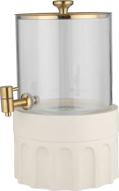 موزع مشروبات فخار السيف غاليري، 22x22x35 سم، وعاء زجاج، قاعدة فخار- بيج product image 2