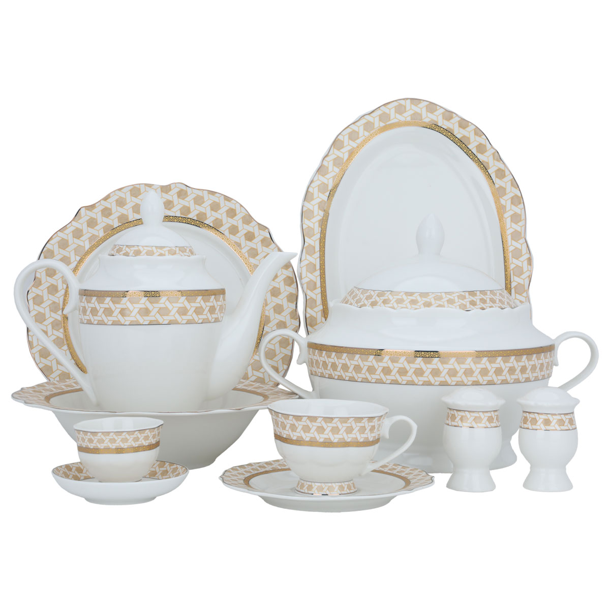 طقم سفرة بورسلان السيف غاليري، دائري، 65 قطعة - أبيض product image