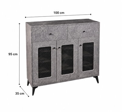 Modern MDF wooden buffet, 95×100×35 cm - Gray product image 2