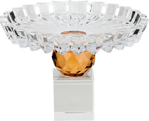 ستاند تقديم حلا زجاج السيف غاليري، قاعدة عسلي، 13.5x13.5x11 سم - شفاف product image