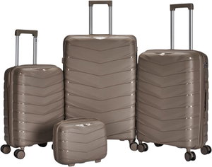 طقم شنط سفر بولي بروبيلين ليمرا، 4 مقاسات، 4 عجلات، بزاوية 360 درجة، OT-8012 - ذهبي product image