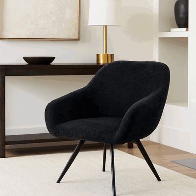 كرسي مودرن معدن، 85×60×60 سم، قماش بوكليه واسفنج - اسود product image 2