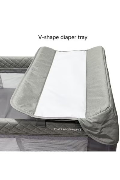 سرير اطفال فان مومنت، 125×65 سم، قابلة للطي - رمادي product image 3
