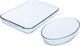 Pyrex Glass Tray Set, 2 Pieces, Rectangular and Oval - Clear product image 1