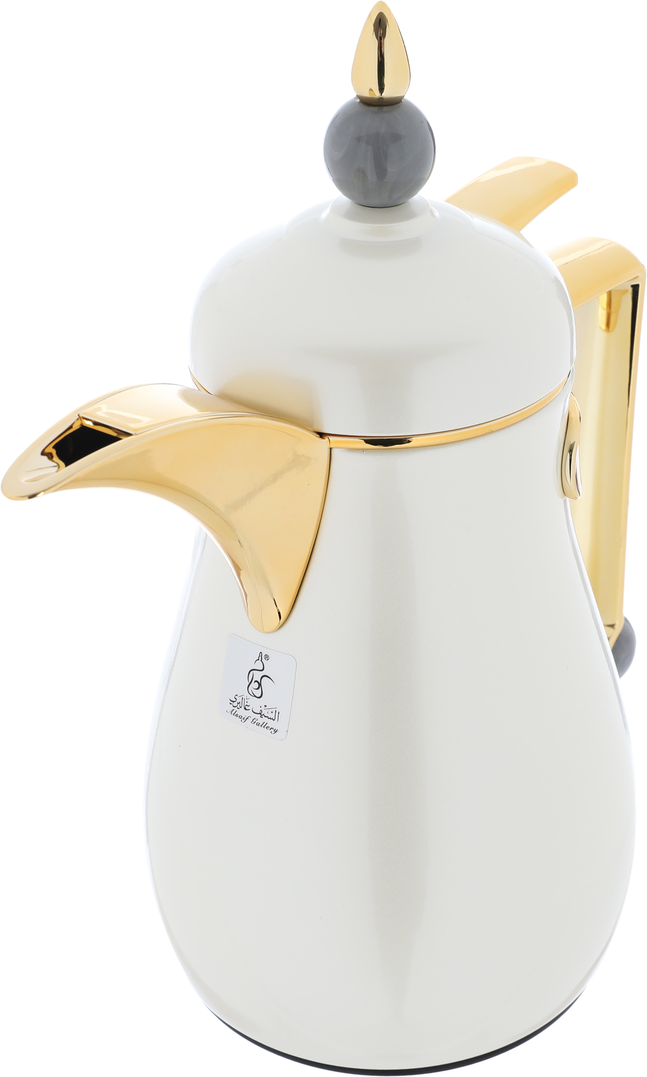 Al Saif Gallery Crystal Thermos, 0.35 litres, thermal glass inner container, steel outer shell - pearly white product image 2