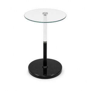 طاولة خدمة مفرد زجاج، 56×35×35 سم، قاعدة دائري رخام، رافعة معدن - أسود product image 2