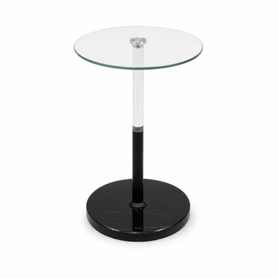 طاولة خدمة مفرد زجاج، 56×35×35 سم، قاعدة دائري رخام، رافعة معدن - أسود product image 2