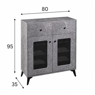 Modern MDF wooden buffet, 95×80×35 cm - Gray product image 2