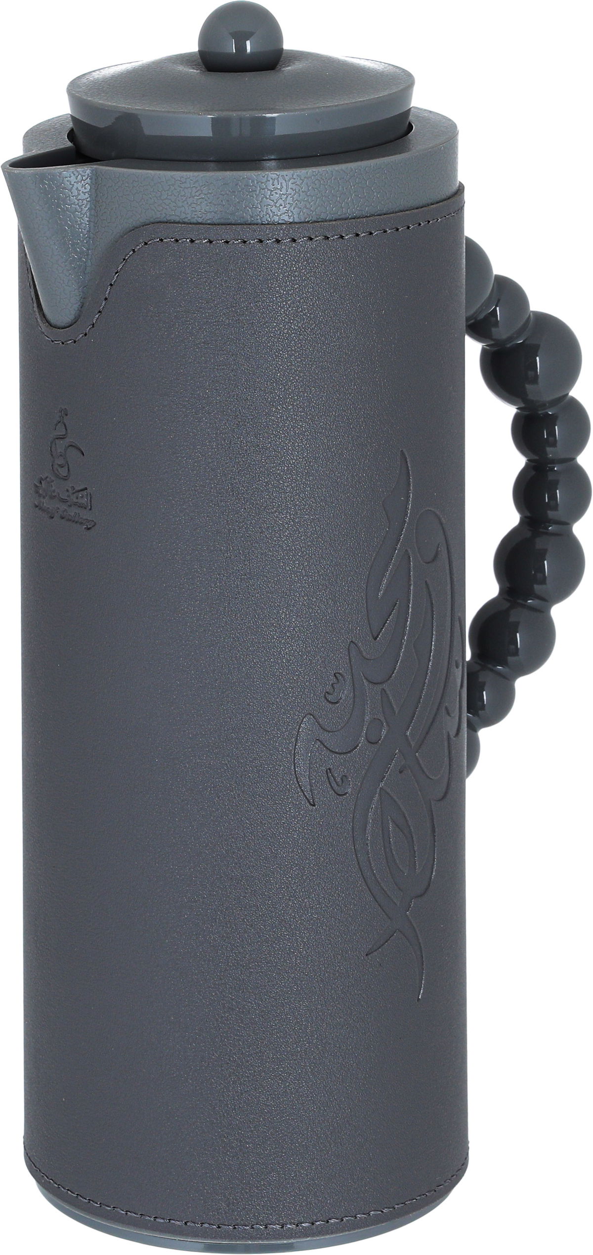 Al Saif Gallery Royal 7 glass thermos, 1 liter, plastic outer shell with leather cover - gray product image 3