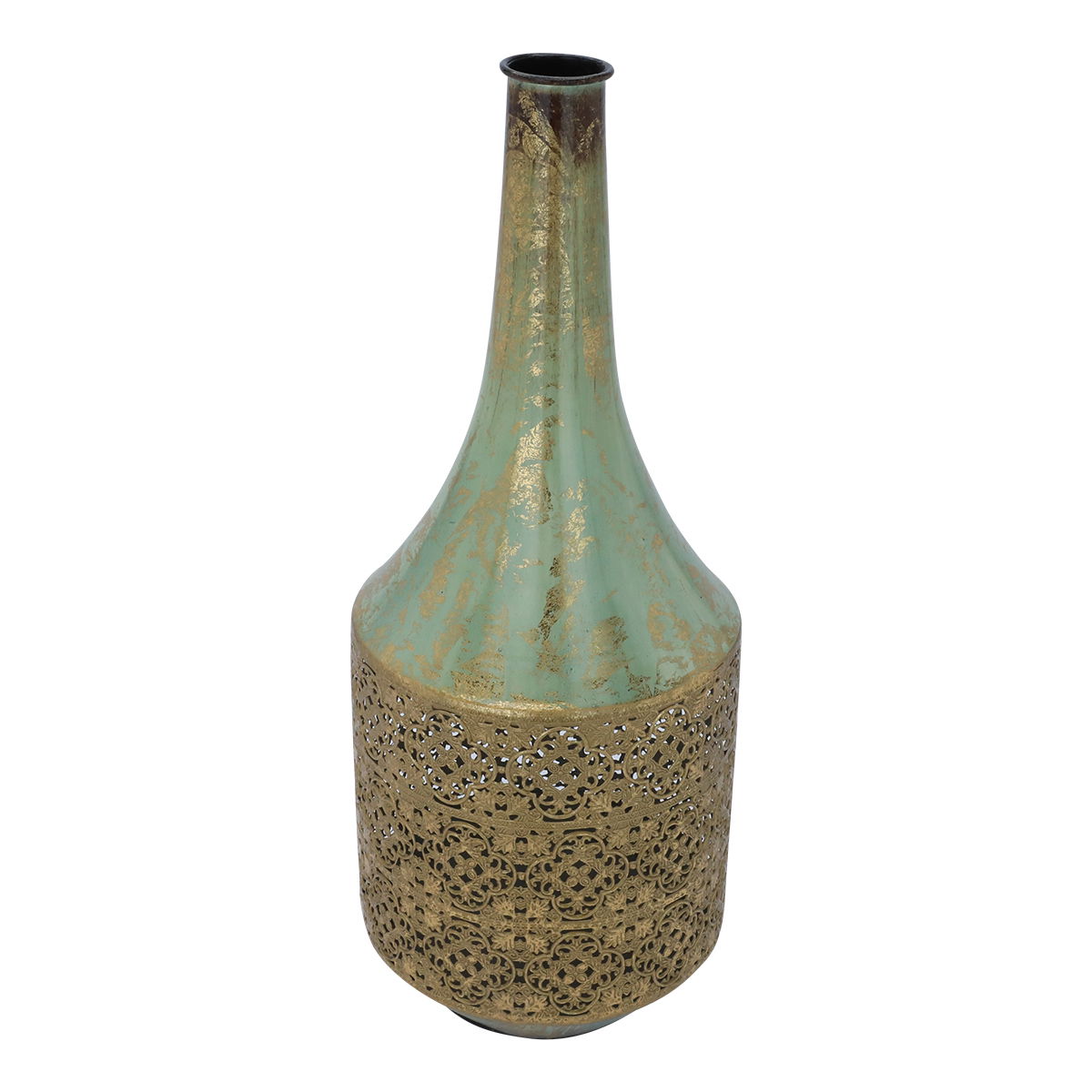 Steel Al Saif Gallery vase, 21x5x56 cm, decorated, medium - gold product image 1