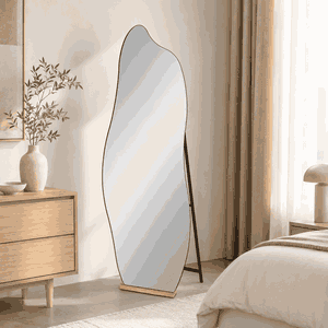 مراية ستاند زجاج، 150×40 سم، ستاند معدن - اسود خشبي product image