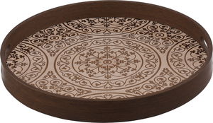 Al Saif Gallery Wooden Tray Set, Round, 2 Pieces - Wood Brown product image 2
