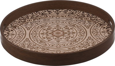 Al Saif Gallery Wooden Tray Set, Round, 2 Pieces - Wood Brown product image 2