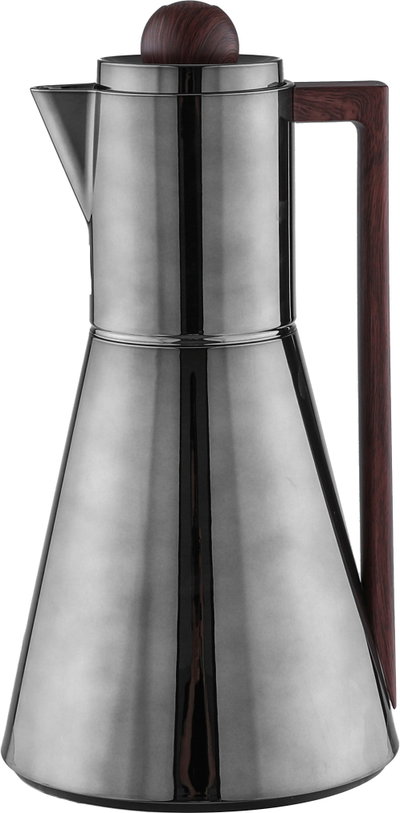 Everest Lena Thermos, 1 Liter, Glass Interior, Push-Button Lid, Wooden Handle - Black product image 2