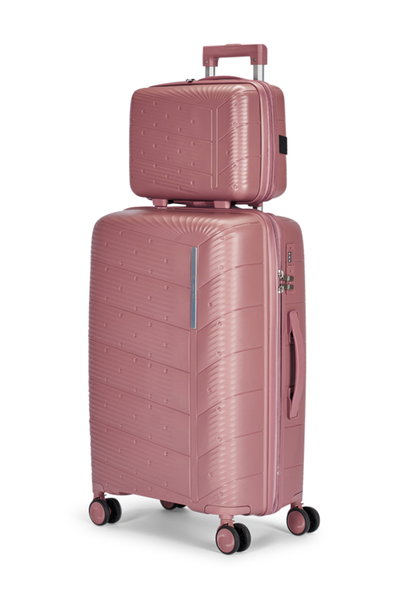 طقم شنط سفر بولي بروبيلين ليمرا، 4 مقاسات، 4 عجلات، بزاوية 360 درجة، LMA-PP503 - روزجولد product image 2