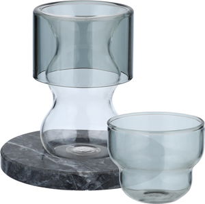 طقم تقديم شاي وقهوة زجاج صحن رخام السيف غاليري، 18 قطعة - شفاف أسود product image