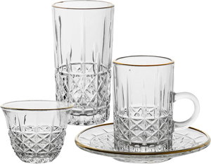 طقم تقديم بيالات شاي وفناجين قهوة زجاج السيف غاليري، 30 قطعة - شفاف product image