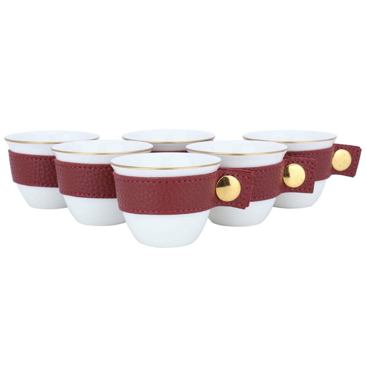 طقم فناجين قهوة سعودية بورسلان السيف غاليري، 24 قطعة، حزام جلد - أبيض product image 3