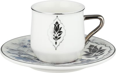 طقم فناجين قهوة تركي بورسلان السيف غاليري، 13سم، 12 قطعة، صحون، مسكة يد - متعدد الألوان product image 3