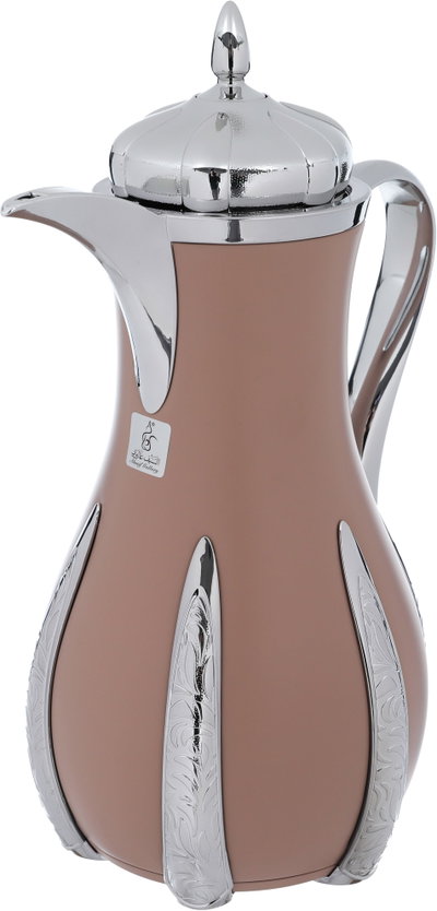 Al Saif Gallery Sana thermos set, 1 liter, thermal glass inner container, steel outer shell - silver brown product image 3