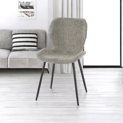 Modern Metal Chair, 80×47×45 Cm, Bouclé Fabric And Foam - Gray product image 2