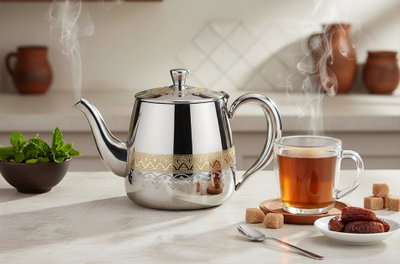 Al Saif Gallery Steel Teapot, 0.68 Litres, Engraved - Silver Gold product image 4