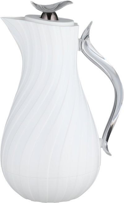 Glory Layal Thermos, 1 Liter, Glass Interior, Transparent Handle, Push-Button Lid - White product image 2