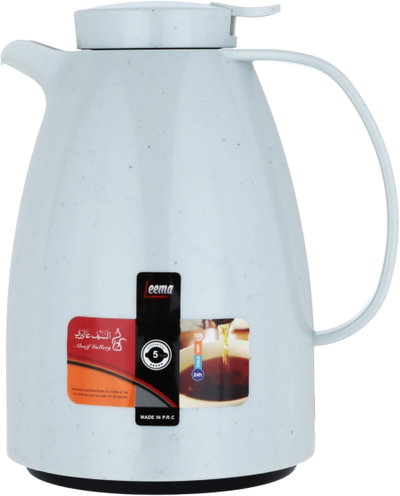 Al Saif Gallery Lima Thermos, 1 litre, marble, squeezable, thermal glass inner container, plastic outer shell - light gray product image 2