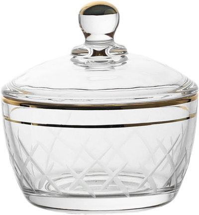 Al Saif Gallery glass tea and coffee serving set, golden lines, 26 pieces - transparent product image 4