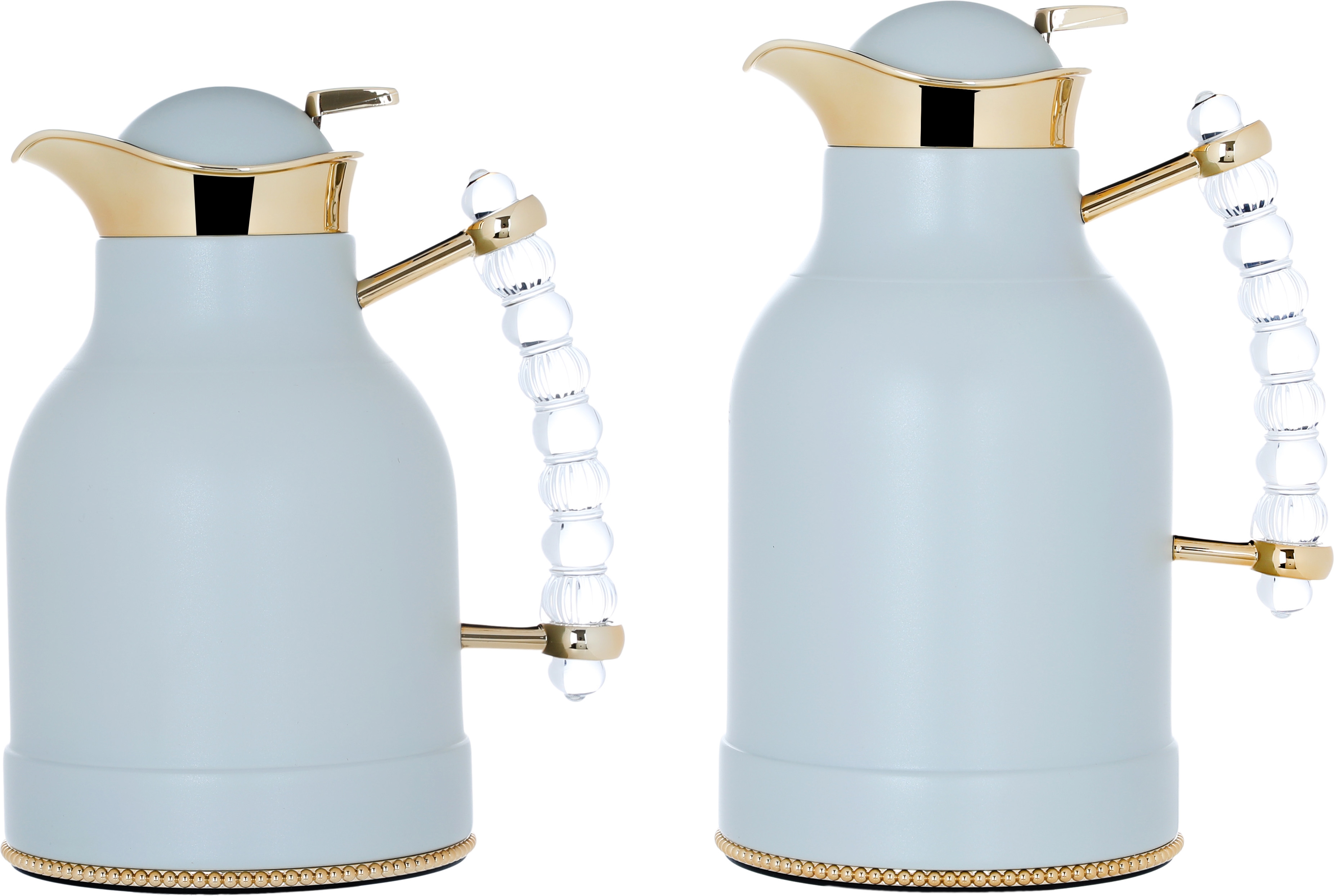 Al Saif Gallery unique thermos set, 1/0.7 liter, thermal glass inner container, steel outer shell - light gray product image