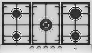 موقد سطح طاولة مدمج غاز ايه اي جي، 90 سم، 5 شعلات، HGB95231SM - فضي product image