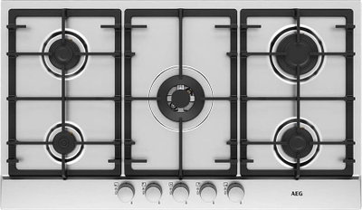 موقد سطح طاولة مدمج غاز ايه اي جي، 90 سم، 5 شعلات، HGB95231SM - فضي product image 1